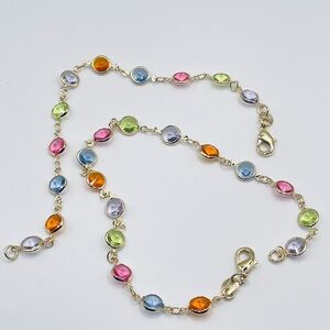 Multicolor 14k gold over Brass Jolly Gemstone Bracelet and Anklet